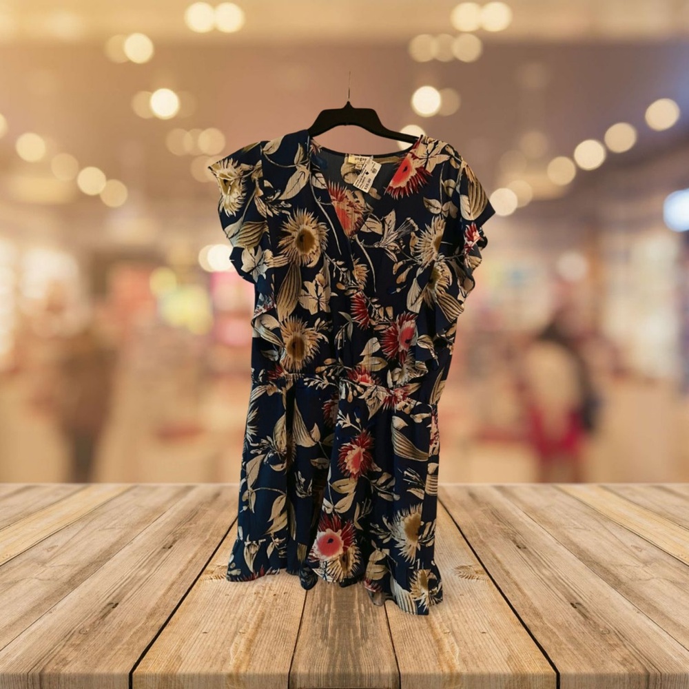 Umber Floral Print Romper with Ruffle Sleeves & Legs